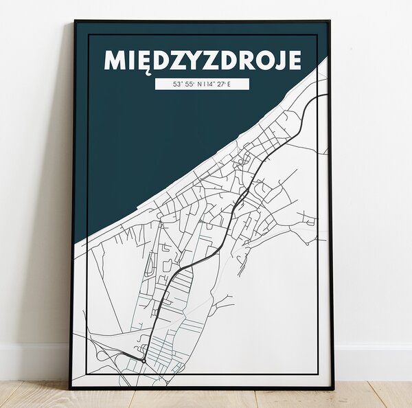 Plakat Mapa Międzyzdroje - Biała