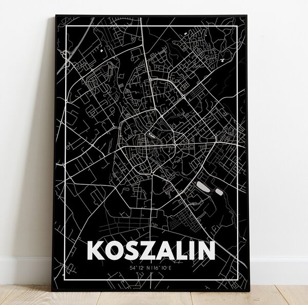 Plakat Mapa Koszalin - Czarna