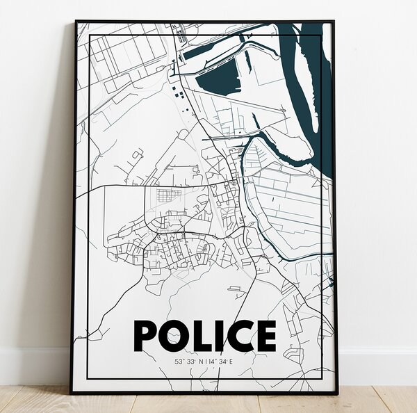 Plakat Mapa Police - Biała