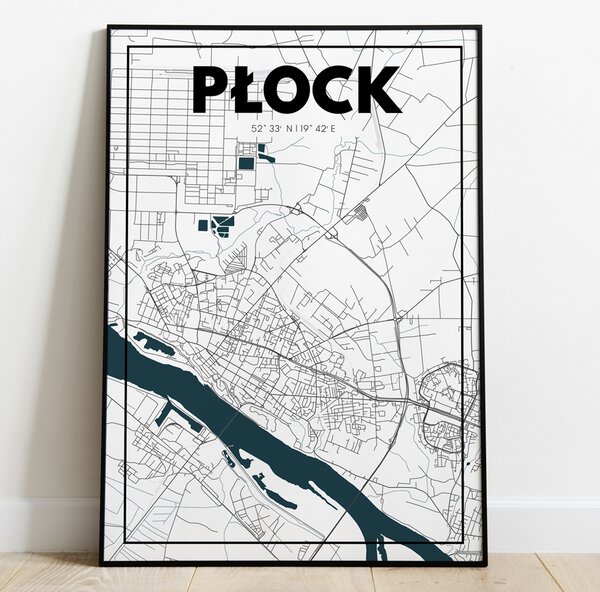 Plakat Mapa Płock - Biała