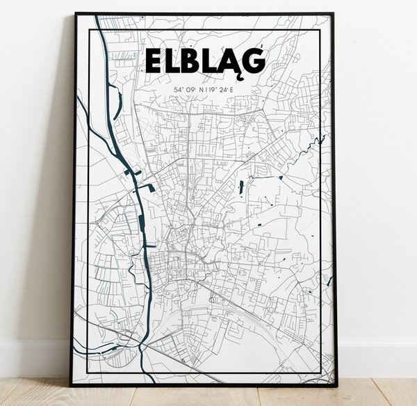 Plakat Mapa Elbląg - Biała