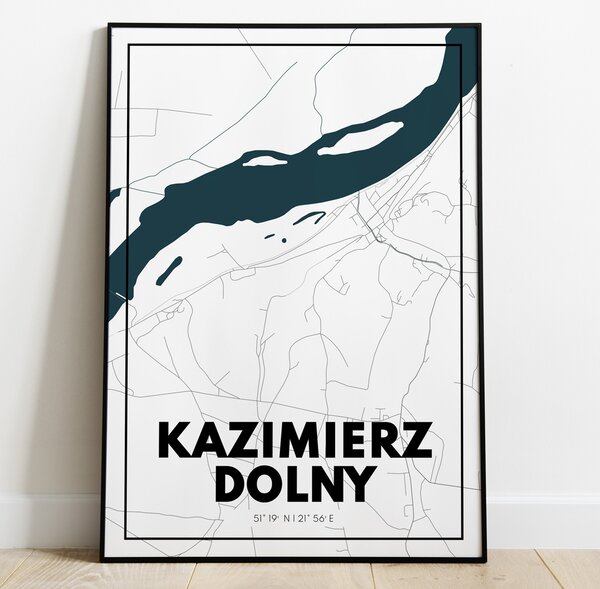 Plakat Mapa Kazimierz Dolny - Biała