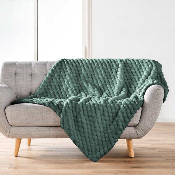 Zielony koc z mikropluszu 220x240 cm Frosty – douceur d'intérieur