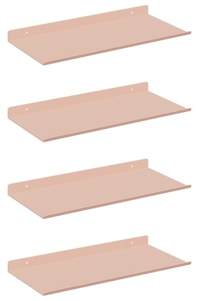 Wisząca półka stalowa w kolorze różowym, minimalistyczny design, 40 x 18 x 2,5 cm