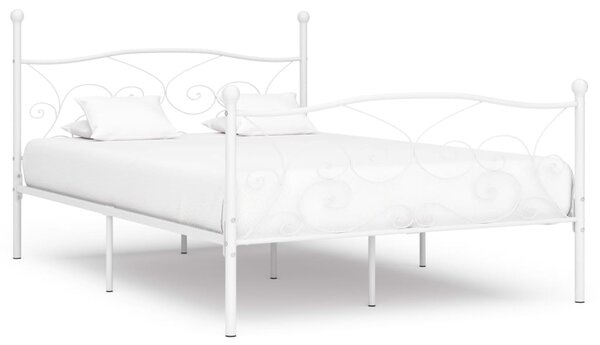 Rama łóżka ze stelażem z listw, biała, metalowa, 120 x 200 cm