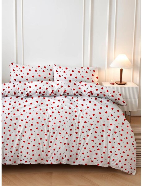 Czerwono-biała pościel dwuosobowa 200x200 cm Love Heart – Mijolnir
