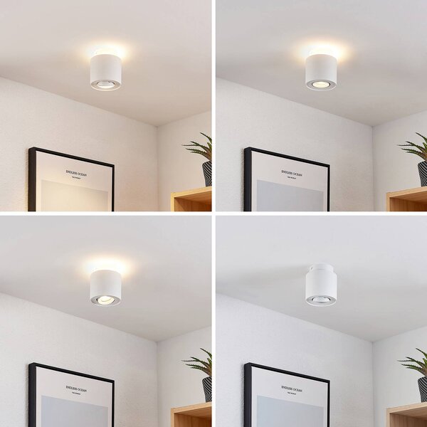 Arcchio lampa sufitowa Walisa, Ø 10 cm, biały, metal, GU10 Walisa Arcchio, możliwość ściemniania, biały / opal, salon / jadalnia, aluminium, nowoczesny