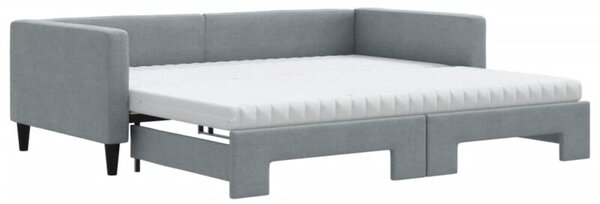Sofa rozsuwana z materacami, jasnoszara, 100x200 cm, tkanina