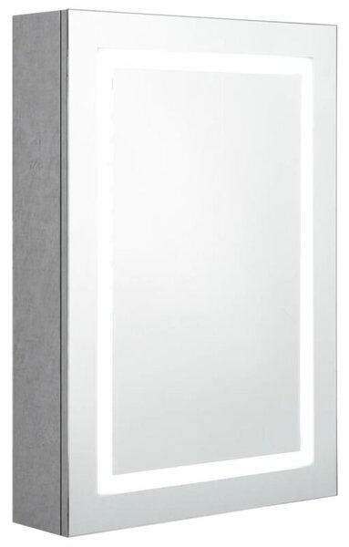 Szafka łazienkowa z lustrem i LED, szarość betonu, 50x13x70 cm
