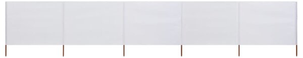 Parawan 5-skrzydłowy z tkaniny, 600x120 cm, piaskowa biel