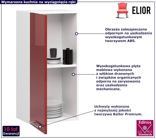 Czerwona wisząca szafka kuchenna z półkami F6-S55
