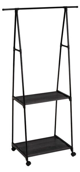 Czarny metalowy stojak na ubrania na kółkach 84x43x156 cm – Casa Selección
