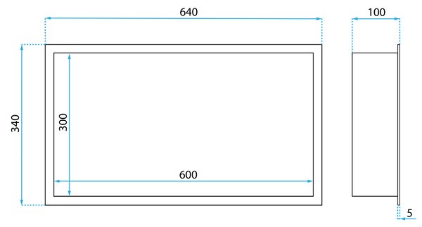 PÓŁKA WNĘKOWA ŁAZIENKOWA 30x60 stal szczotkowana