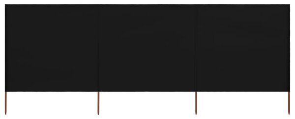 Parawan 3-skrzydłowy z tkaniny, 400 x 120 cm, czarny