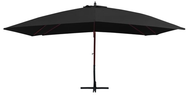 Wiszący parasol na drewnianym słupku, 400x300 cm, czarny