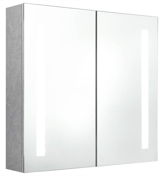Szafka łazienkowa z lustrem i LED, szarość betonu, 62x14x60 cm