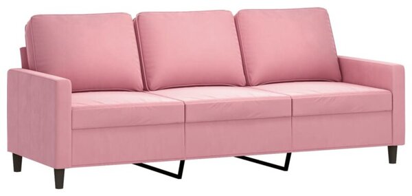 Sofa 3-osobowa, rÃ³Å¼owa, 180 cm, obita aksamitem