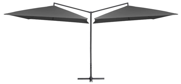 Podwójny parasol na stalowym słupku, 250 x 250 cm, antracytowy