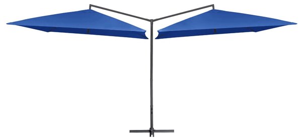 Podwójny parasol na stalowym słupku, 250 x 250 cm, lazurowy