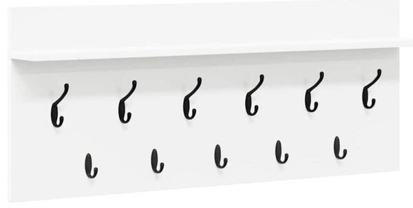 Minimalistyczny wieszak na płaszcze z półką, biały, 100 x 40 x 12 cm