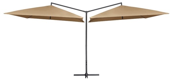 Podwójny parasol na stalowym słupku, 250 x 250 cm, taupe
