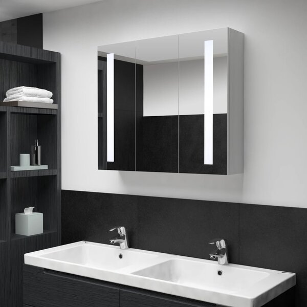 Szafka łazienkowa z lustrem i LED, 89 x 14 x 62 cm