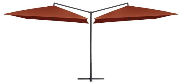 Podwójny parasol na stalowym słupku, 250 x 250 cm, terakota