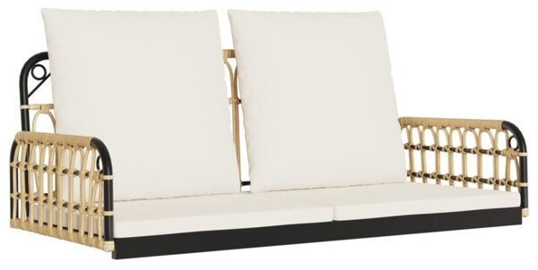 Ławka bujana z poduszkami, 105x58x38 cm, polirattan i stal