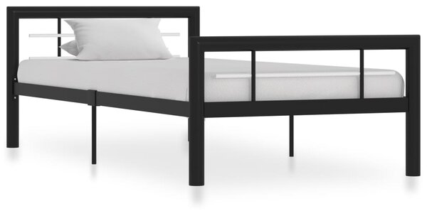 Rama łóżka, czarno-biała metalowa, 100 x 200 cm
