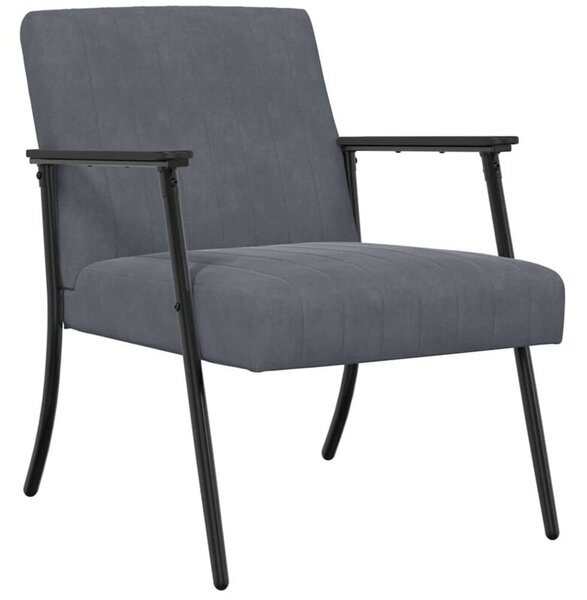 Elegancki fotel aksamitny w ciemnoszarym kolorze z ergonomicznym wsparciem