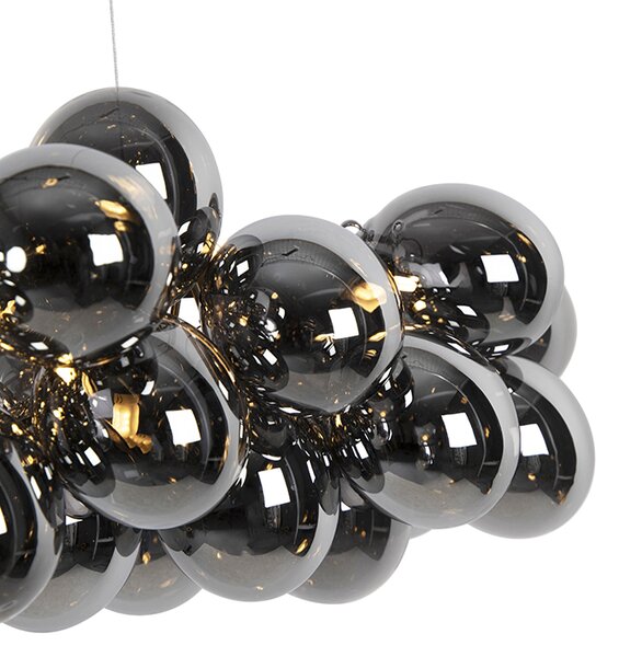Designerska lampa wisząca czarna z dymionym szkłem 8-świateł - Uvas Oswietlenie wewnetrzne