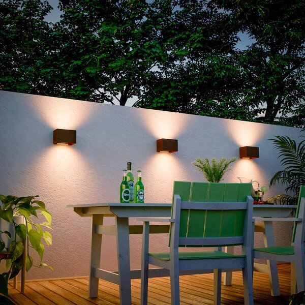 Calex Kinkiet zewnętrzny LED Rectangle, brązowy / rdzawy, aluminium, nowoczesny