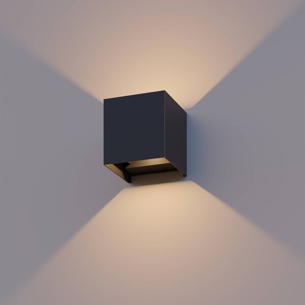 Calex Kinkiet zewnętrzny LED Cube, czarny, aluminium, nowoczesny
