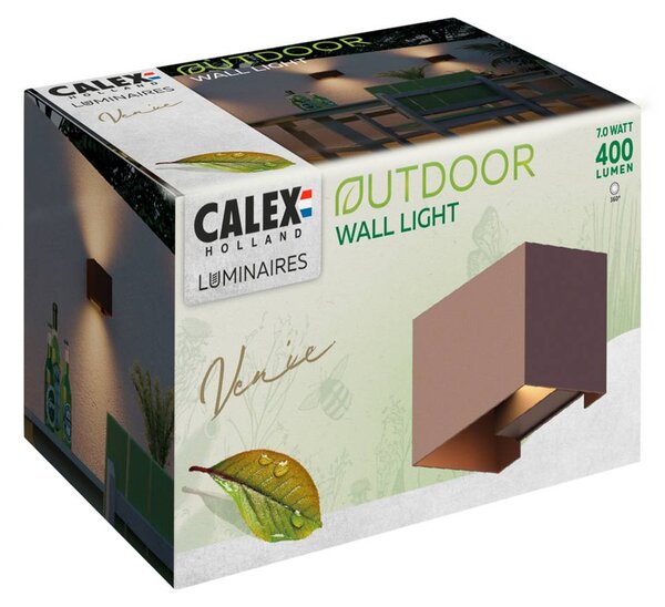 Calex Kinkiet zewnętrzny LED Rectangle, brązowy / rdzawy, aluminium, nowoczesny