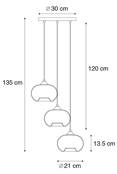 Inteligentna lampa wisząca czarna z dymionym szkłem w komplecie 3 WiFi P45 - Busa