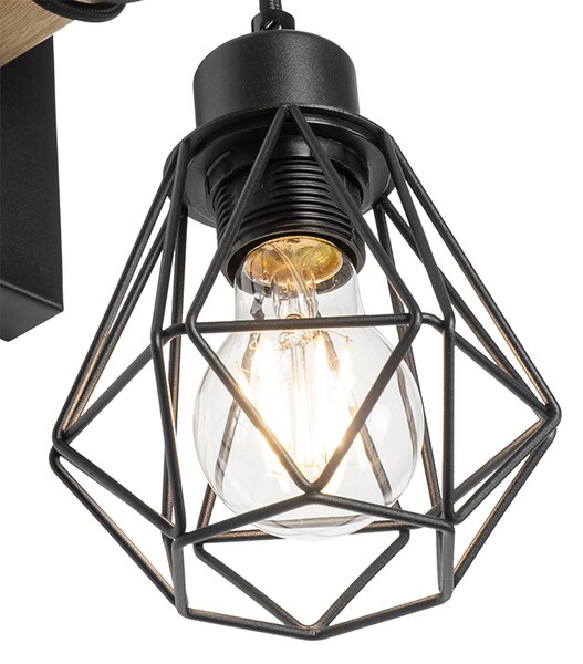 Inteligentna lampa ścienna czarna z drewnem z WiFi A60 - Chon
