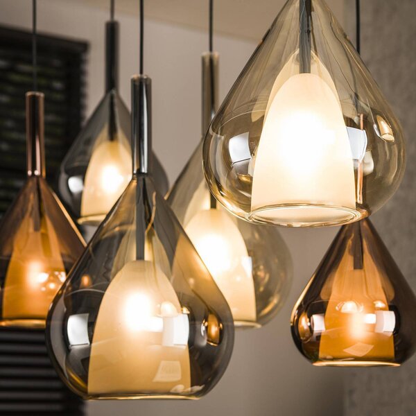 ZIJLSTRA Lampa wisząca szklana Aurelie mixed, możliwość ściemniania, multikolor, salon / jadalnia, szkło