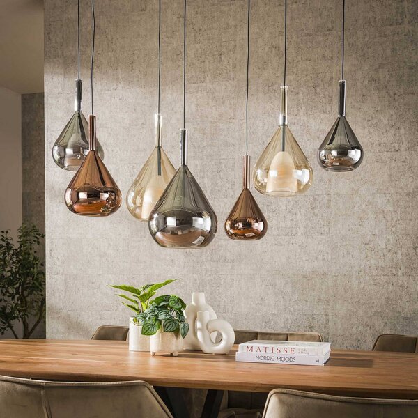 ZIJLSTRA Lampa wisząca szklana Aurelie mixed, możliwość ściemniania, multikolor, salon / jadalnia, szkło