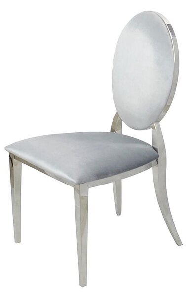 Krzesło Ludwik glamour Silver - krzesło tapicerowane szare