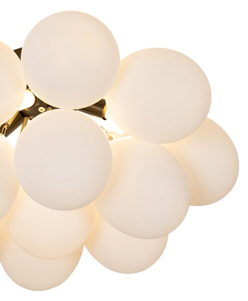 Plafon / Lampy sufitowe art deco czarny z opalowym szkłem 4-źródła światła - Uvas Oswietlenie wewnetrzne