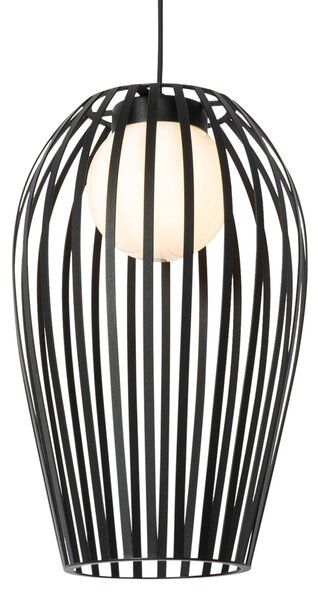 Designerska lampa wisząca czarna z opalizującym szkłem - Angela
