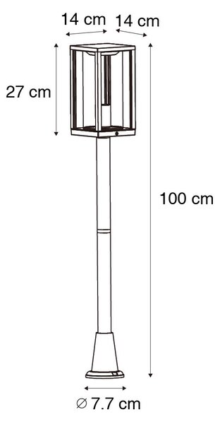 Zewnetrzna Stojąca lampa zewnętrzna czarna z żebrowanym szkłem 100 cm IP44 - Charlois Oswietlenie zewnetrzne