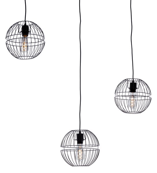 Nowoczesna lampa wisząca czarna 3-światłowa - Sphaera