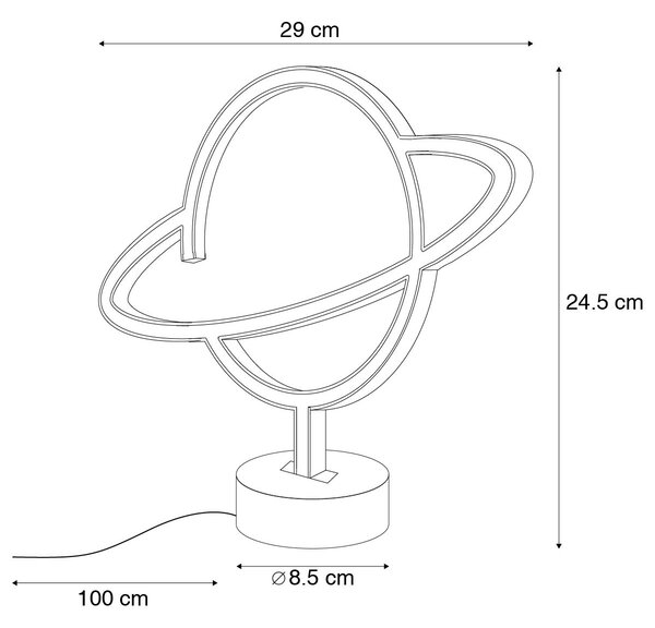 Neonowa lampka stołowa żółta z niebieskim, w tym LED - Planet Oswietlenie wewnetrzne