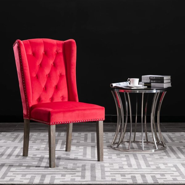 Krzesło stołowe, czerwone, obite aksamitem