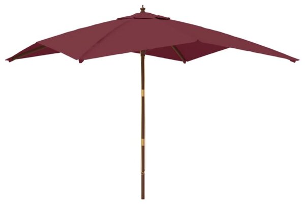 Parasol ogrodowy na drewnianym słupku, bordowy, 300x300x273 cm