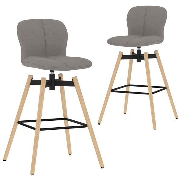 Obrotowe krzesła barowe, 2 szt., jasnoszare, tkanina