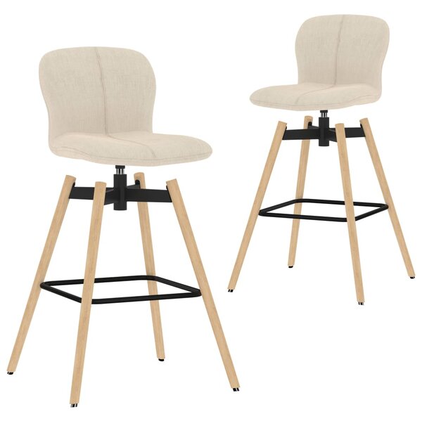 Obrotowe krzesła barowe, 2 szt., kremowe, tkanina