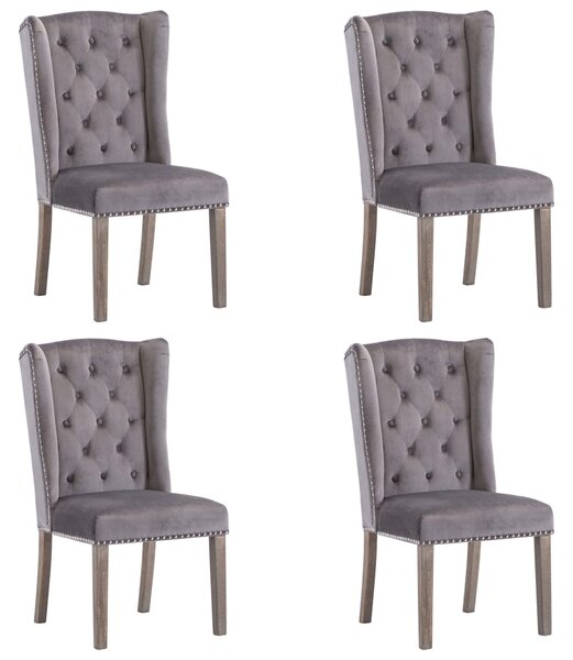 Krzesła stołowe, 4 szt., szare, aksamitne