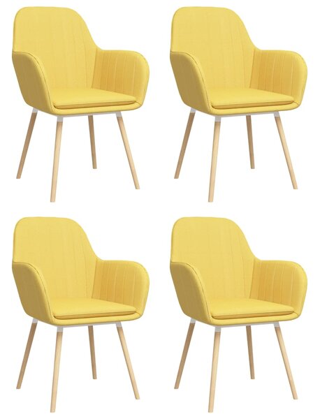 Krzesła stołowe z podłokietnikami, 4 szt., żółte, tkanina